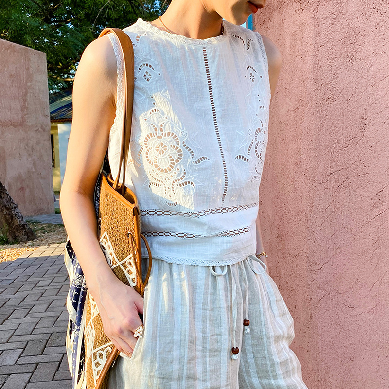 Top Senza Maniche in Cotone Bi - Embroidery Cotton Shirt recensione e prezzo